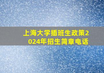 上海大学插班生政策2024年招生简章电话