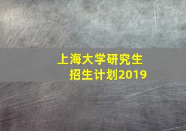 上海大学研究生招生计划2019