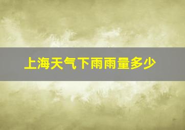 上海天气下雨雨量多少