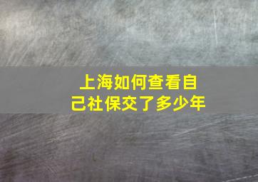 上海如何查看自己社保交了多少年