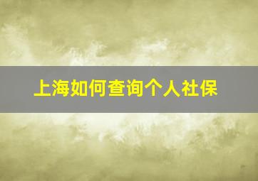 上海如何查询个人社保