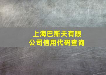 上海巴斯夫有限公司信用代码查询