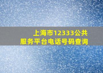 上海市12333公共服务平台电话号码查询