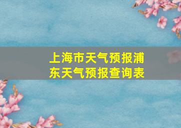 上海市天气预报浦东天气预报查询表