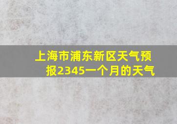 上海市浦东新区天气预报2345一个月的天气