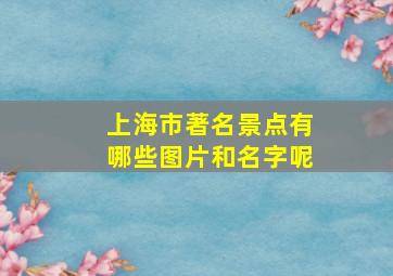 上海市著名景点有哪些图片和名字呢