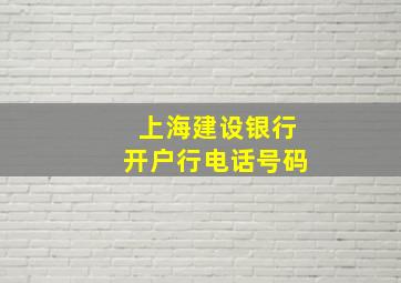 上海建设银行开户行电话号码