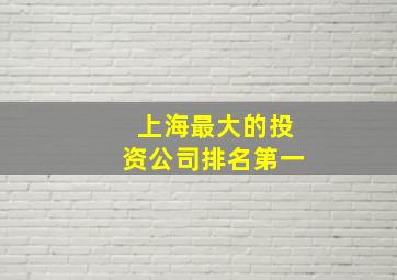 上海最大的投资公司排名第一