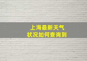 上海最新天气状况如何查询到