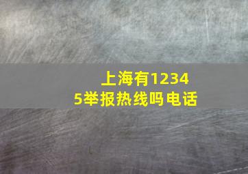 上海有12345举报热线吗电话