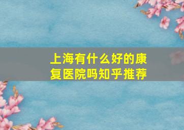 上海有什么好的康复医院吗知乎推荐