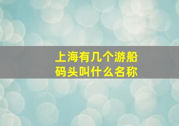 上海有几个游船码头叫什么名称