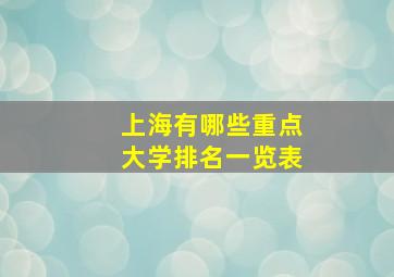 上海有哪些重点大学排名一览表