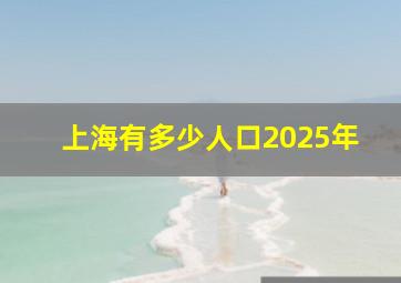 上海有多少人口2025年