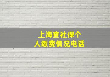 上海查社保个人缴费情况电话