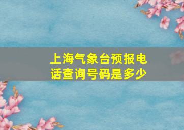 上海气象台预报电话查询号码是多少