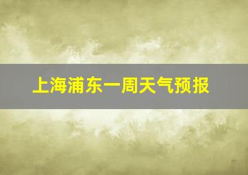 上海浦东一周天气预报