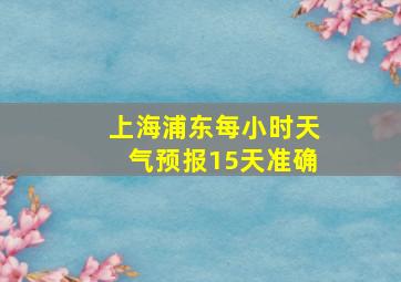 上海浦东每小时天气预报15天准确