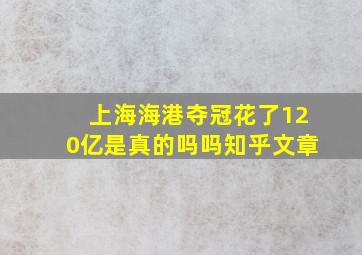 上海海港夺冠花了120亿是真的吗吗知乎文章