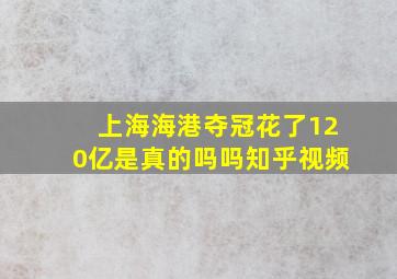 上海海港夺冠花了120亿是真的吗吗知乎视频