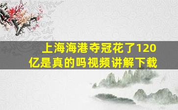 上海海港夺冠花了120亿是真的吗视频讲解下载