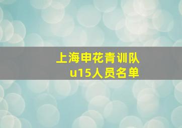 上海申花青训队u15人员名单