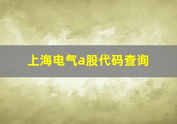 上海电气a股代码查询