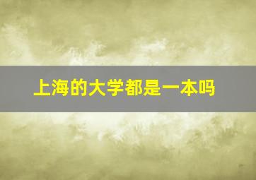 上海的大学都是一本吗