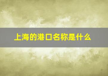 上海的港口名称是什么