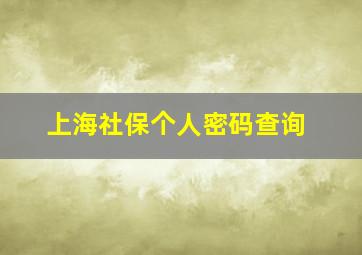 上海社保个人密码查询