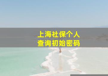 上海社保个人查询初始密码