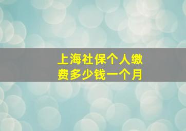 上海社保个人缴费多少钱一个月