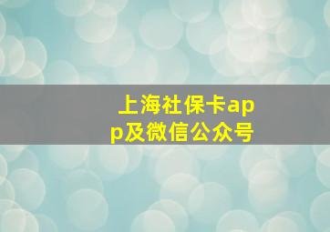 上海社保卡app及微信公众号