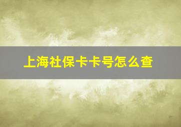 上海社保卡卡号怎么查