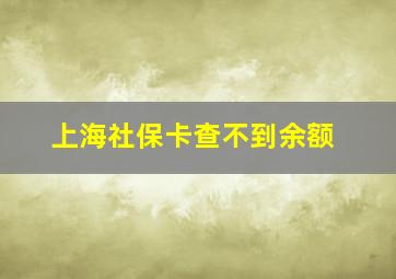 上海社保卡查不到余额