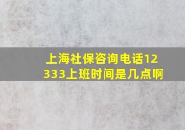 上海社保咨询电话12333上班时间是几点啊