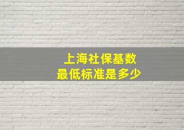 上海社保基数最低标准是多少