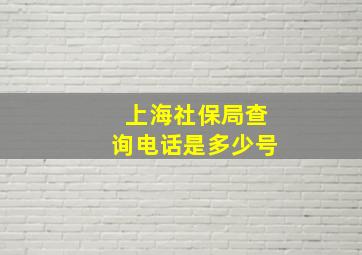 上海社保局查询电话是多少号