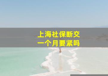 上海社保断交一个月要紧吗