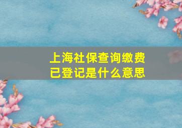 上海社保查询缴费已登记是什么意思