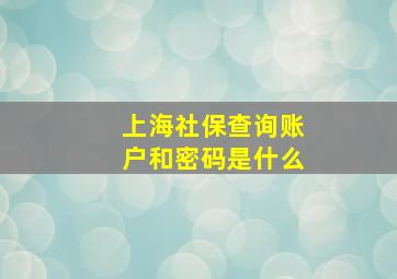 上海社保查询账户和密码是什么