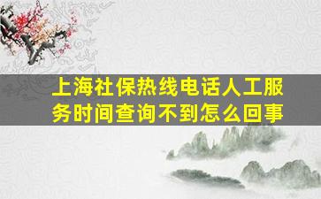 上海社保热线电话人工服务时间查询不到怎么回事