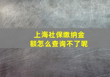 上海社保缴纳金额怎么查询不了呢