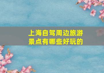 上海自驾周边旅游景点有哪些好玩的