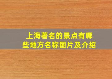 上海著名的景点有哪些地方名称图片及介绍