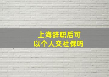 上海辞职后可以个人交社保吗