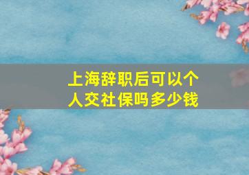 上海辞职后可以个人交社保吗多少钱