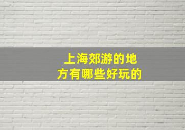 上海郊游的地方有哪些好玩的