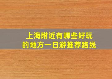 上海附近有哪些好玩的地方一日游推荐路线