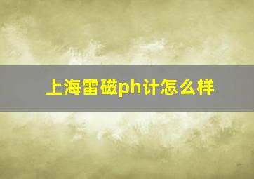 上海雷磁ph计怎么样